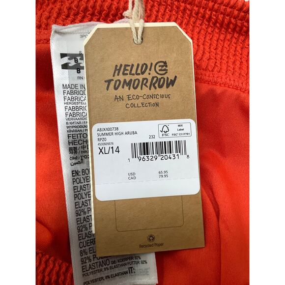 Billabong Women's XL Red Aloha Summer High Aruba Swim Bikini Bottom Beach A9-2 - Picture 8 of 9